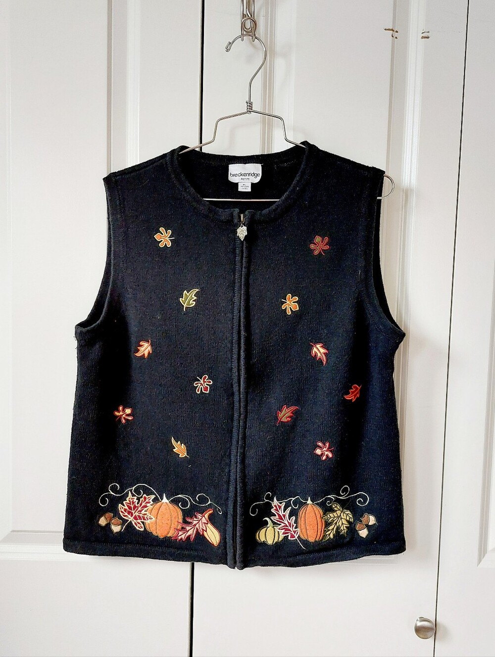 Autumn Sweater Vest Sunflower Leaves & Grain XL Holiday Ed. Granny Cottagecore